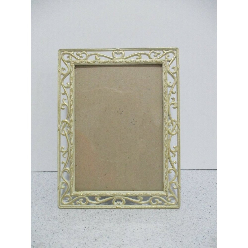 *Champagne Metallic Coated Cast Iron Open Flowing Spiral Design Table Top Frame